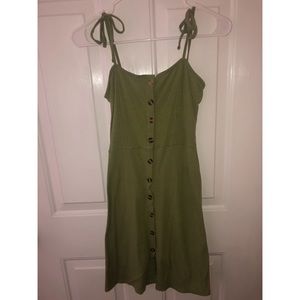 Olive green button up summer dress